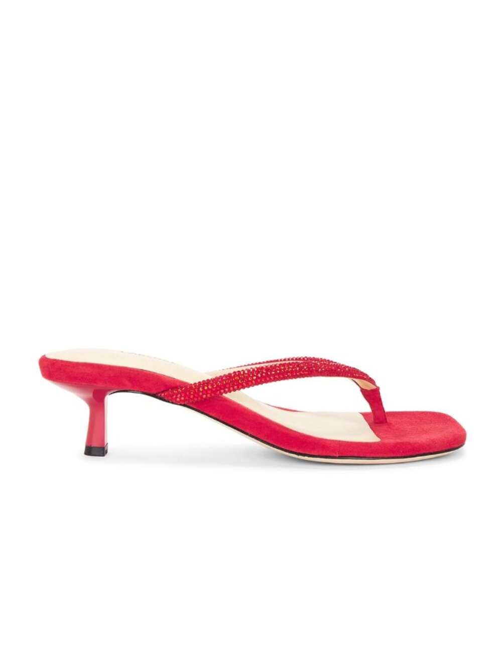 L'AGENCE Hortense Sandal in Red Suede Heeled Thong Flip Flops Heels 9 / 39